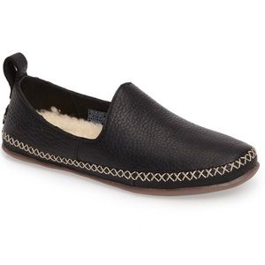 UGG Delfina Wool Lined Leather Flats